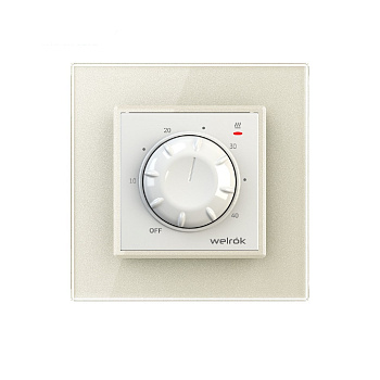 Терморегулятор Welrok RTP для рамки LIVOLO с механическим управлением, датчик пола 3 м, цвет белый с жемчужной рамкой