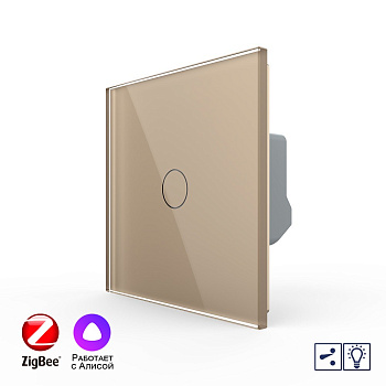 Одноклавишный проходной умный сенсорный диммер Livolo ZigBee, 1 пост, Золотой VL-C701SD2Z-2AG
