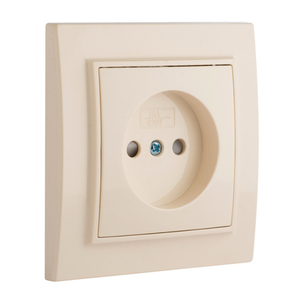 Минск Розетка 1-мест, СП б/з 10 А с защ, штор, бежевый EKF
