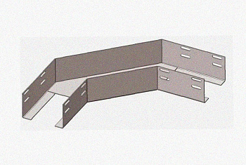 Лоток угловой перфорированный КГ 400х100-135 УТ1,5 поворот на 135, оцинкованный лист S1,5