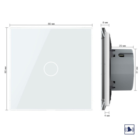 Сенсорный дверной звонок 1 клавиша 1 модуль Белый Livolo