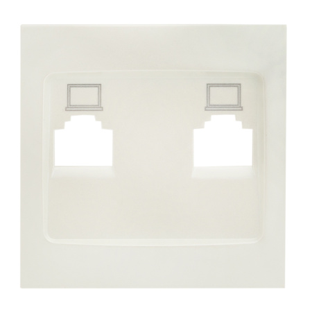 Валенсия Лицевая панель розетки RJ-45 2-местная жемчуг EKF