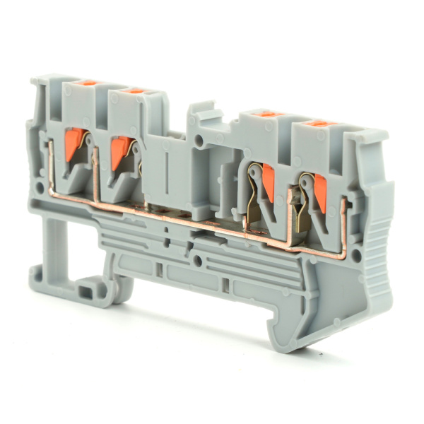 Зажим пружинный, 4-проводной проходной ЗНИ - 2,5, JXB PT 2,5, серый LD574-1-25 STEKKER