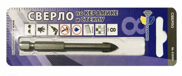 Сверло по керамике и стеклу 8мм 430008 Trio-Diamond