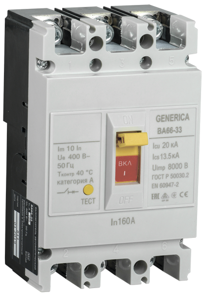 Выключатель автоматический ВА66-33 3П 160А 20кА GENERICA