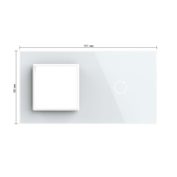 Панель для розетки и сенсорного выключателя, 1 клавиша, цвет белый, стекло Livolo