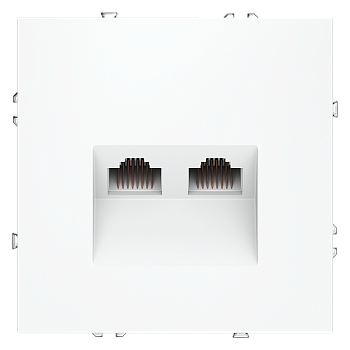 Розетка компьютерная встраиваемая Voltum S70 двойная RJ45+RJ45 КАТ.6, (белый матовый)