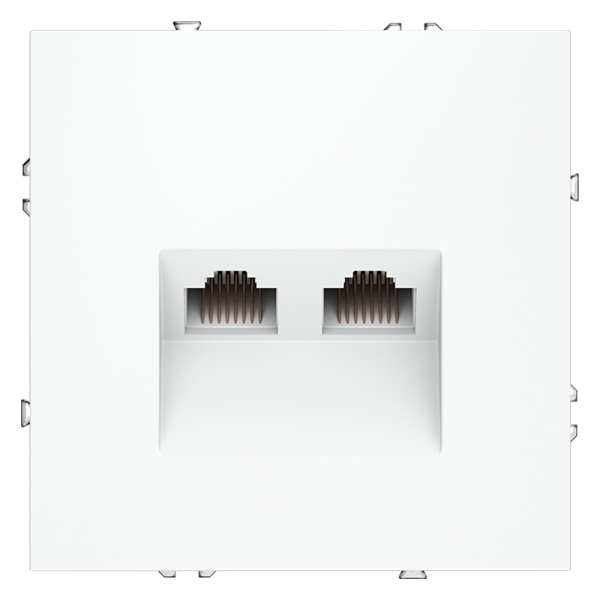 Розетка компьютерная встраиваемая Voltum S70 двойная RJ45+RJ45 КАТ.6, (белый матовый)