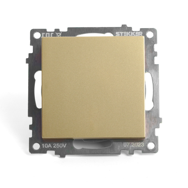 Переключатель перекрестный 1-клавишный (механизм), STEKKER, GLS10-7110-08, 250В, 10А, серия Катрин, золото