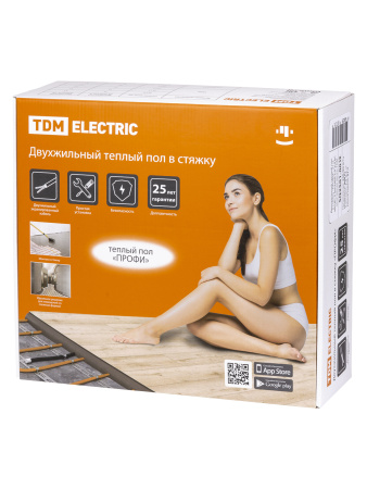 Двухжильный теплый пол в стяжку "ПРОФИ", 5 м, 110 Вт, S укладки 0,65-1,1 м², TDM