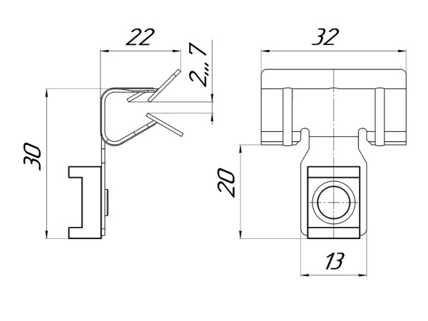 Зажим балочный 3-8 мм под нейлоновую стяжку PROxima EKF