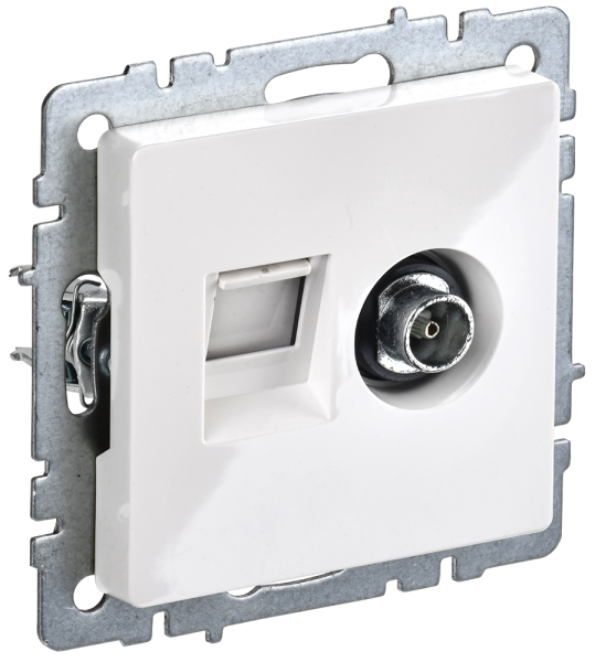 BRITE Розетка двойная TV+RJ45 кат.5E РТВ/РК12-БрКр белый IEK