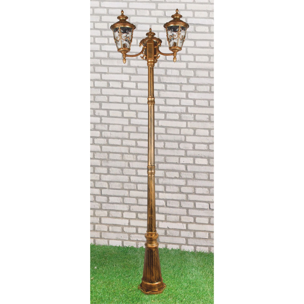 Уличный трехрожковый светильник на столбе 3*E27 черное золото IP44 Diadema F/3 (a030678) Elektrostandard