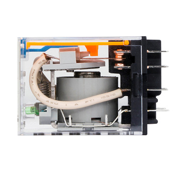 Реле миниатюрное промышленное общ.назн., 4CO, ком.ток 6А, AgSnO₂, 24В DC, опция: тест-кнопка+светодиод+защитный диод DKC