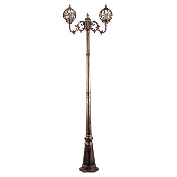 Светильник садово-парковый Feron PL3808 круглый, столб 2*60W 230V E27, черное золото