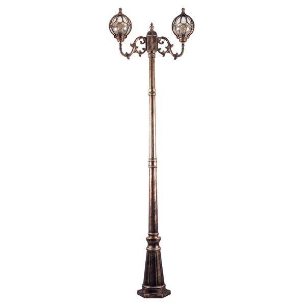 Светильник садово-парковый Feron PL3808 круглый, столб 2*60W 230V E27, черное золото