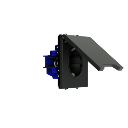 Розетка встраиваемая Voltum S70 с заземлением, защитными шторками и крышкой 16А, (титан)