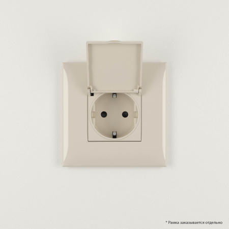 Розетка с крышкой в стену, 2P+E, с з/ш, "Avanti", "Ванильная дымка" DKC