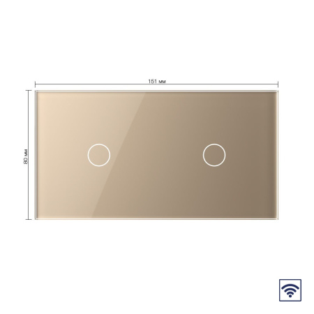 Сенсорный радиоуправляемый выключатель 2 клавиши (1-1), 2 поста Золотой Livolo