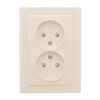 Минск Розетка 2-мест, СП б/з 10А бежевый с защ, штор, EKF