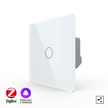 Одноклавишный проходной умный сенсорный выключатель Livolo ZigBee, 1 пост, Белый VL-C701SZ-2WG