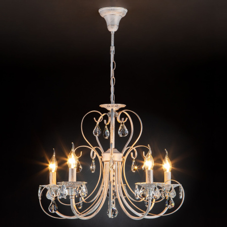 Люстра с хрусталем 5*E14 60Вт белый с золотом IP20 Alda (3305/5 белый с золотом) Eurosvet