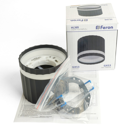 Светильник потолочный 12W 230V GX53 черный HL369 Feron 
