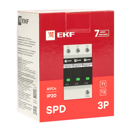 Устройство защиты от импульсных перенапряжений Т1+Т2, Iimp-12,5kA, In-20kA, Uc-275В, 3+0 PROxima EKF