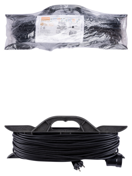 Удлинитель-шнур на рамке силовой народный У-12008 ПВС 2200 Вт б/з, 40м, штепс. гнездо TDM