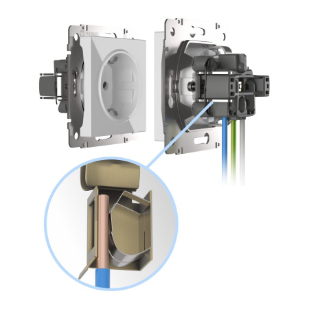 Розетка с заземлением, безвинтовой зажим (черный матовый) СУ IP20 Werkel