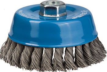ЭКСПЕРТ. Щетка чашечная для УШМ, плетеные пучки стальной проволоки 0,5мм, 120ммхМ14 ЗУБР