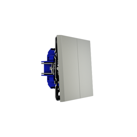 Проходной переключатель встраиваемый Voltum S70 двухклавишный 10А, (сталь)