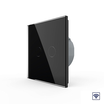 Сенсорный радиоуправляемый выключатель 2 клавиши 1 пост Черный Livolo