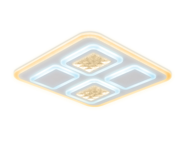 Потолочный светодиодный светильник с хрусталем FA259 WH белый 118W 500*500*75 (ПДУ РАДИО 2.4) Ambrella Light