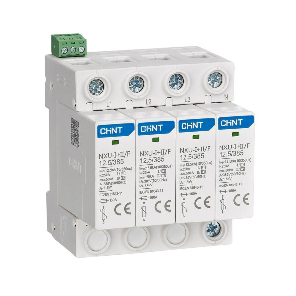 Ограничитель импульсных перенапряжений NXU-Ⅰ+Ⅱ/F 4П In=25кА Uc=275В Im=50кА CHINT Ограничитель импульсных перенапряжений NXU-Ⅰ+Ⅱ/F 4П In=25кА Uc=275В Im=50кА CHINT