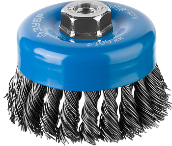 Профессионал. Щетка чашечная для УШМ, плетеные пучки стальной проволоки 0,8мм, 100ммхМ14 ЗУБР