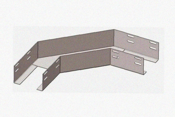 Лоток угловой глухой КГГ 250х65-90 УТ1,5 поворот на 90, оцинкованный лист S1,5