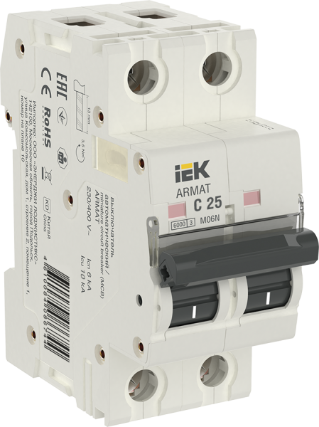 Выключатель автоматический ВА МОД M06N 2П С 25А ARMAT IEK