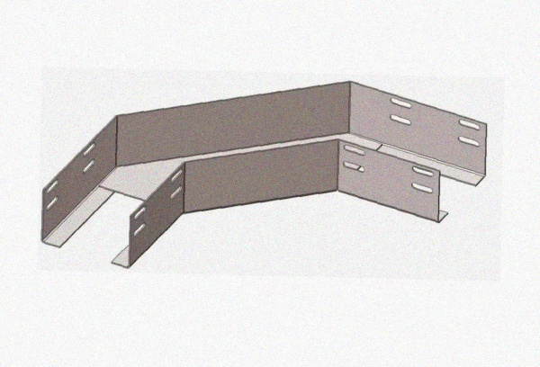 Лоток угловой глухой КГГ 300х50-90 УТ1,5 поворот на 90, оцинкованный лист S1,0