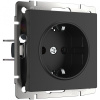 Встраиваемые механизмы Розетка СУ 1 мест.(земля.шторки) 16А черный матовый IP44 Werkel