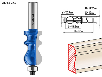 22.2x41мм, хвостовик 12мм, фреза кромочная фигурная №2 ЗУБР