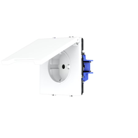Розетка встраиваемая Voltum S70 с заземлением, защитными шторками и крышкой 16А, (белый матовый)