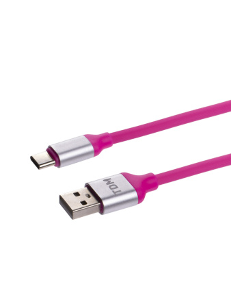 Дата-кабель, ДК 20, USB - USB Type-C, 1 м, силиконовая оплетка, розовый, TDM