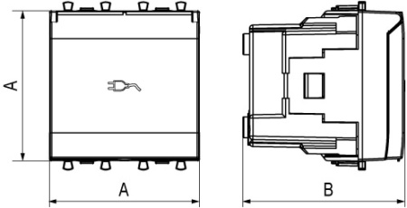 Розетка с крышкой модульная, 2P+E, с з/ш, "Avanti", "Закаленная сталь",2 модуля DKC