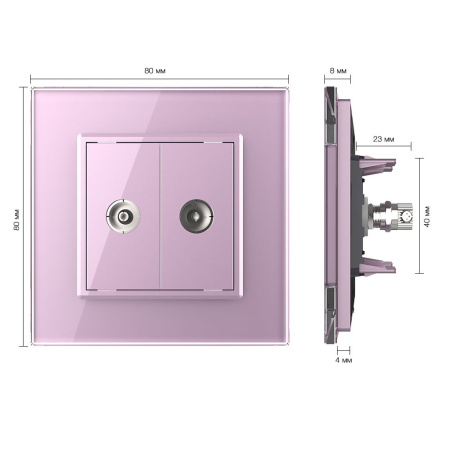 Розетка ТВ двойная Розовая Livolo