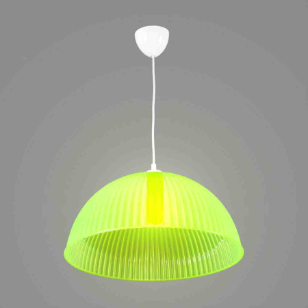 16-25 (1840/1 Салат.) Светильник декоративный, подвесной, "Оулу", пластик, 1хЕ27 15Вт, 230В, салатовый, шнур белый, 600мм, крепление под крючок, Ø400х