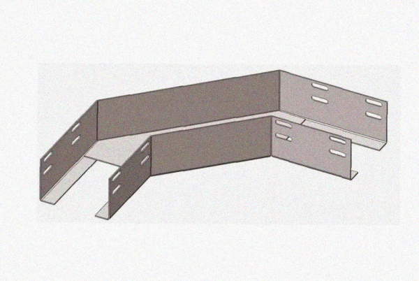 Лоток угловой замковый перфорированный КГЗ 100х100-135 УХЛ1 поворот на 135, оцинкованный лист, S1,0