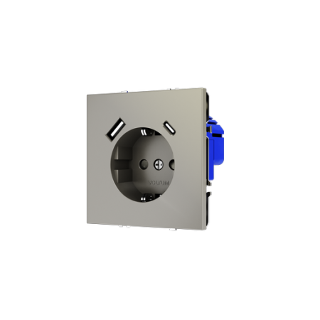 Розетка встраиваемая Voltum S70 с заземлением и защитными шторками, 16А, с USB, A+C, (шелк)