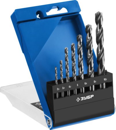 ПРОФ-А 7шт(2.5-10.2мм), Набор сверл по металлу, резьбовой, сталь Р6М5, класс А ЗУБР
