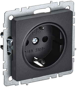 BRITE Розетка 1-местная с з/з без защитных шторок 16А РС11-1-0-БрЧ черный IEK